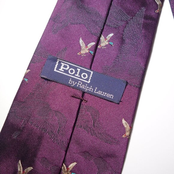 Vintage Ralph Lauren Duck Embroidered Silk Tie Hand Made In USA - Picture 4 of 6